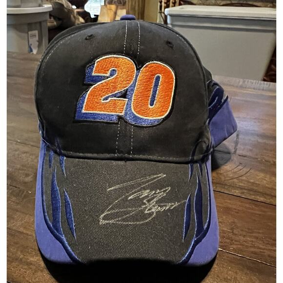 Tony Stewart Autographed Hat Cap Black Blue #20 Racing Nascar - Picture 1 of 7